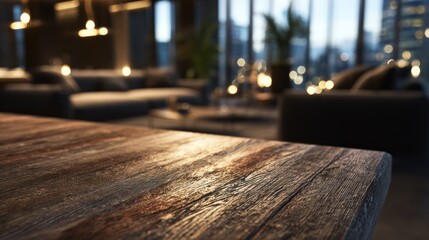 Wooden table top modern interior background