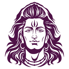 Lord Shiva Portrait Intricate Hairstyle and Ornamentation Representing Hinduism Power Divinity and Spiritual Significance on a White Background