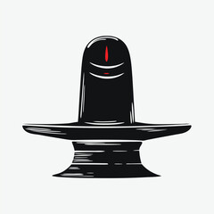 Elegant Black Shiva Lingam Illustration of Hindu Divinity and Tradition featuring a Tilak and a Minimalist Aesthetic