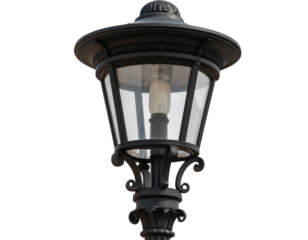  Classic Decorative Street Lamp Post with Ornamental Base, Side View, Isolated