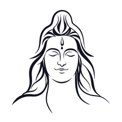 Serene Silhouette of Shiva A Meditative Depiction of the Hindu Deity in Minimalist Black and White