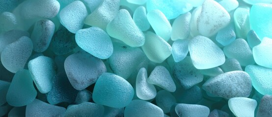 Colorful blue sea glass collection