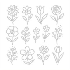 Simple Repeated Floral Icon Pattern Vector Illustration in Minimal Style.