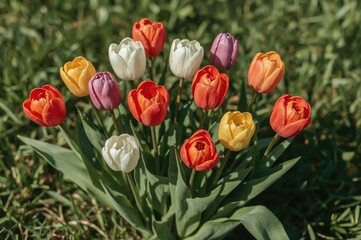 Bright and Colorful Spring Tulip Arrangement