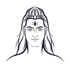 Lord Shiva Line Art Depiction A Minimalist Monochrome Sketch of the Hindu Deity in Artistic Form