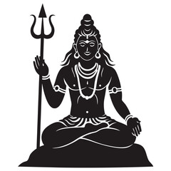 Lord Shiva Meditating with Trident A Symbolic Representation of Divinity Strength and Serenity Depicting Hindu God in Meditation