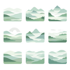 Ethereal mist fog between layers icon hills icons slopes valley soft vector