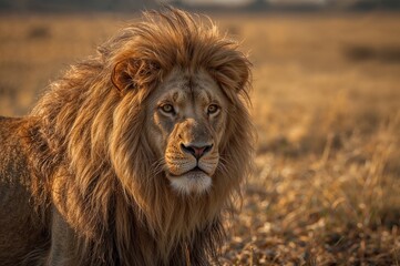 Fototapeta premium Powerful Male Lion Displaying Majestic Mane