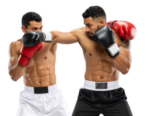 Side Angle of Two Boxers in Close Combat, Motion Blur Effect, Isolated on Transparent Background
