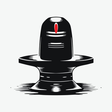 Monochromatic Shiva Lingam Art Illustration Representing Hindu Spirituality with a Red Tilaka Symbolizing Energy and Divine Power