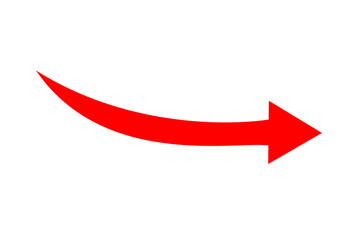 Red curved right arrow icon for direction, navigation, infographic element, presentation design,...