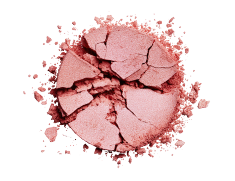 Pink crushed cosmetic powder, cracked circle