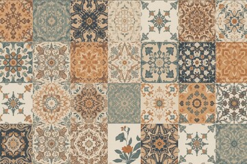 Vector illustration of a realistic ceramic tile collection featuring diverse color designs and editable text.