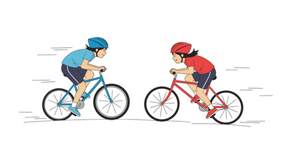 Cyclist Race in Action: Witness the thrill of competition as two cyclists engage in a high-speed race, showcasing peak performance and the spirit of sportsmanship. 