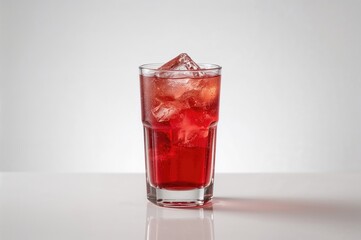 Crimson Cocktail Featuring Lychee Liqueur, Pineapple, Cranberry Juices, and Ice Cubes