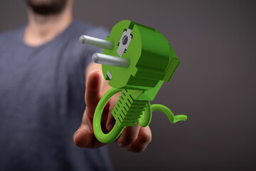 Eco-friendly energy, sustainable power, green technology, electric plug, power connection, renewable energy, clean energ