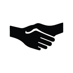 Handshake Icon Black Silhouette - Black silhouette icon of a handshake symbolizing partnership, agreement, teamwork, cooperation, trust, and business relationships.