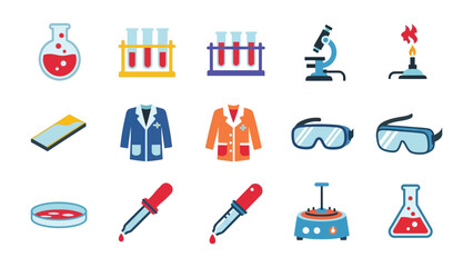 Laboratory Icons: A collection of meticulously designed laboratory icons. This image provides a comprehensive visual resource for scientific concepts and research endeavors.