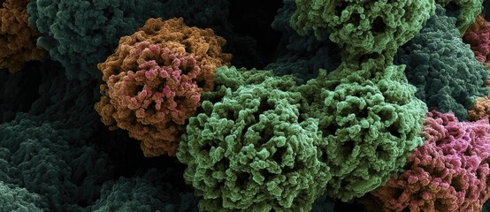 Obraz premium Detailed close-up of colorful viruses