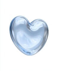 Isolated water heart on white background studio shot concept of love purity and freshness liquid form