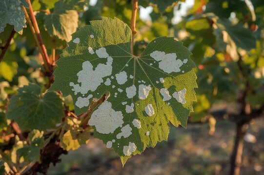 Grape vine powdery mildew caused by Uncinula necator