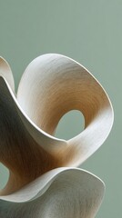 Beige Cream Sculpture Smooth Curves Light Green Background Web Banner