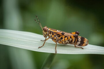 Fototapeta premium Close-up of a Colorful Grasshopper in its Natural Habitat