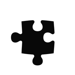 Single black puzzle piece isolated on white background