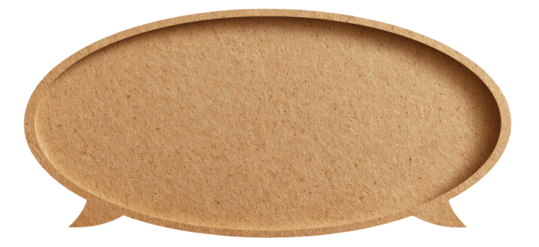 Empty light brown cardboard speech bubble