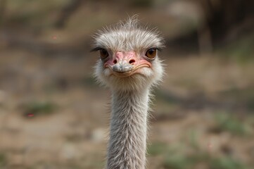 Close-up of an Ostrich's Face - Struthio Camelus