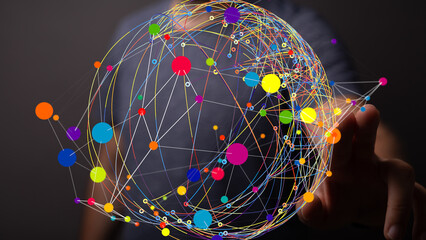 Abstract image of a global network, showcasing interconnected nodes and lines. Ideal for technology, connection, and global concepts.