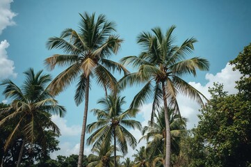 Fototapeta premium Crisp sky set behind tall palms
