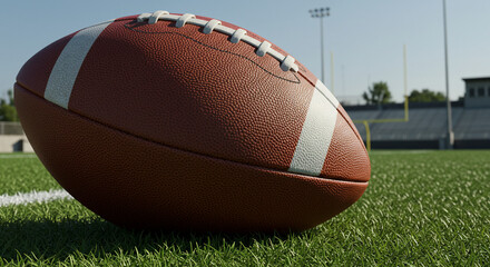 Obraz premium American Football on Grass Field Stadium Background