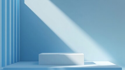 Fototapeta premium Cubic booth under geometric light and shadow