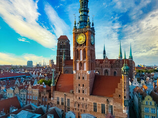 Obraz premium Architecture of old town in Gdansk with Main City Hall, Poland