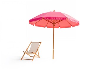 Obraz premium Single beach umbrella set against a plain white backdrop