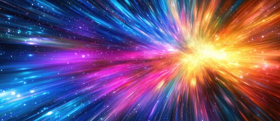 Obraz premium Colorful burst of light in a cosmic background