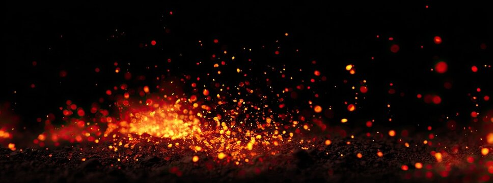 Fiery sparks and embers against a dark background (3)