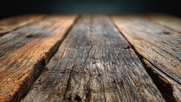 Close-up view of weathered wooden planks