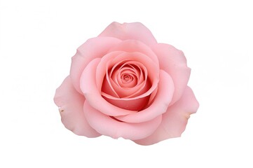 Single pink rose against a white backdrop