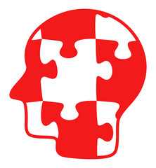 Human head is assembled from puzzles. Intellect, intelligence, logic and thinking, illustration