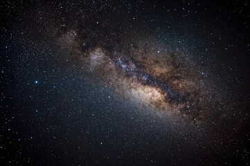 Blurred view of celestial bodies and cosmic dust in the galaxy on a twinkling night