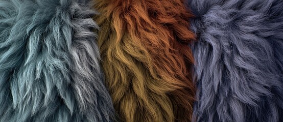 Textures of colorful fur arranged in a row