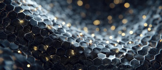 Textured hexagonal pattern with sparkling elements