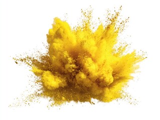 Exploding cloud of vibrant yellow powder