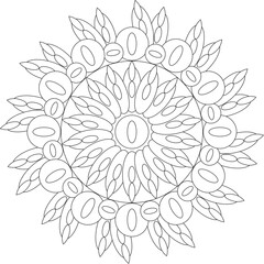 Geometric Floral Flower Botanical Detailed Mandala Adult Coloring Page Intricate Circular Pattern Zentangle