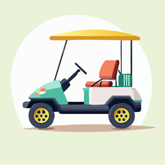 Colorful Golf Cart Illustration