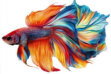 Fototapeta premium Isolated Betta Fish with Multicolored Fins