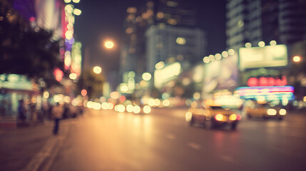 Warm abstract city lights create a dreamy urban nightscape with soft gradient tones.