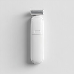 Elevated, white, handheld shaver, minimalist design